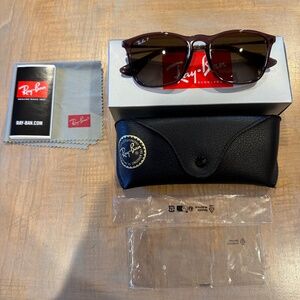 Ray-Ban Chris Asian Fit RB4187F Polished Transparent Brown Polarized Sunglasses